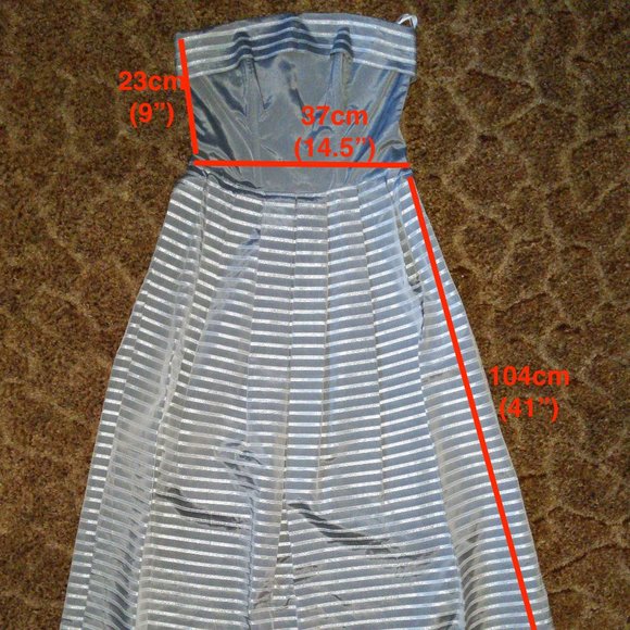 4/$20 | Algo Strapless Floor Length Silver Striped Dress - Picture 2 of 12